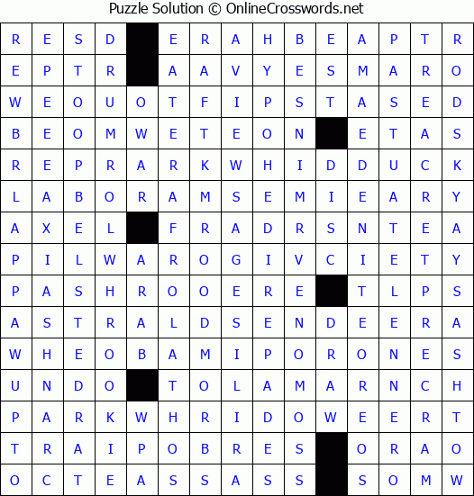 Solution for Crossword Puzzle #4412
