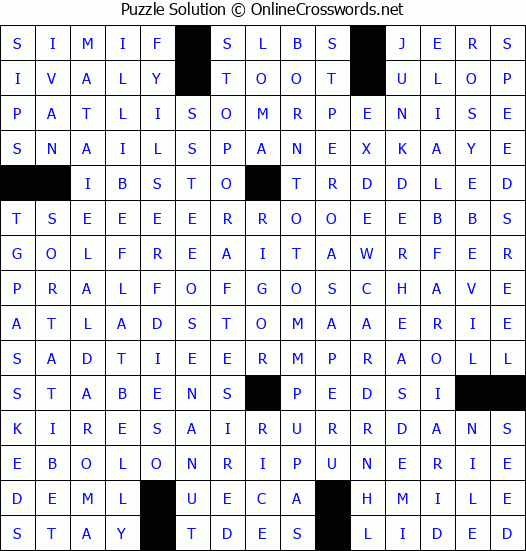 Solution for Crossword Puzzle #4419