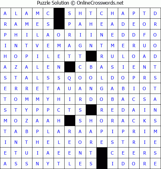 Solution for Crossword Puzzle #4436