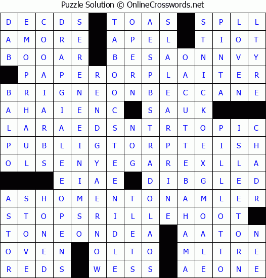 Solution for Crossword Puzzle #4438