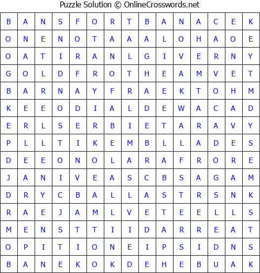 Solution for Crossword Puzzle #4443
