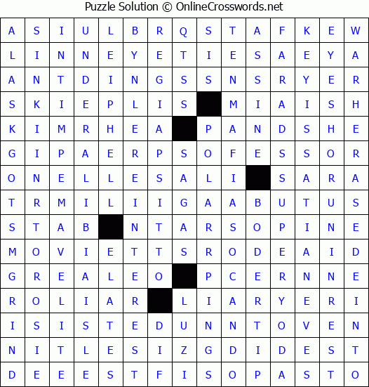 Solution for Crossword Puzzle #4452