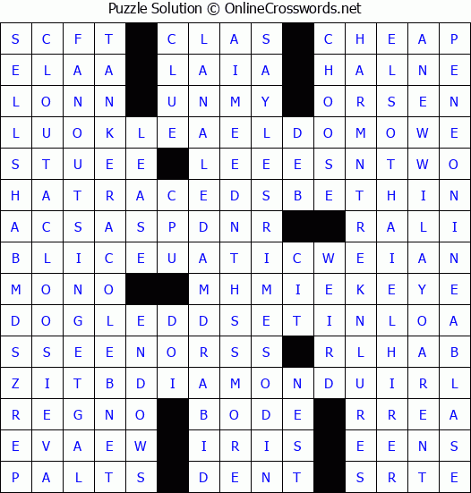 Solution for Crossword Puzzle #4465