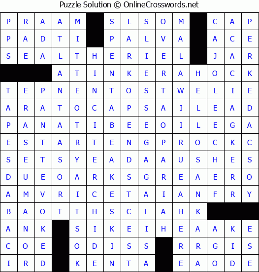 Solution for Crossword Puzzle #4476