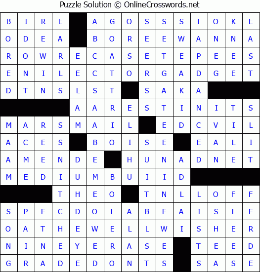 Solution for Crossword Puzzle #4482