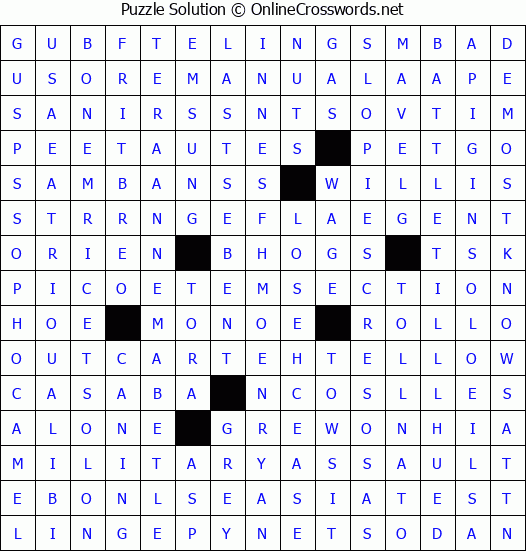 Solution for Crossword Puzzle #4487