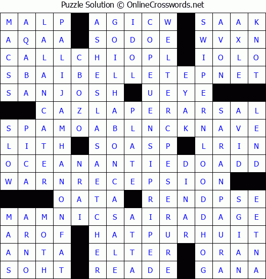 Solution for Crossword Puzzle #4489