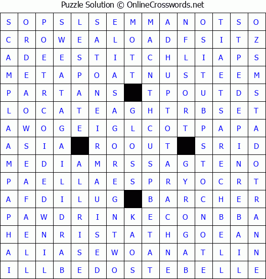 Solution for Crossword Puzzle #4492