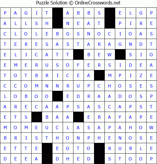 Solution for Crossword Puzzle #4495