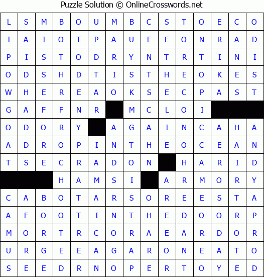 Solution for Crossword Puzzle #4511