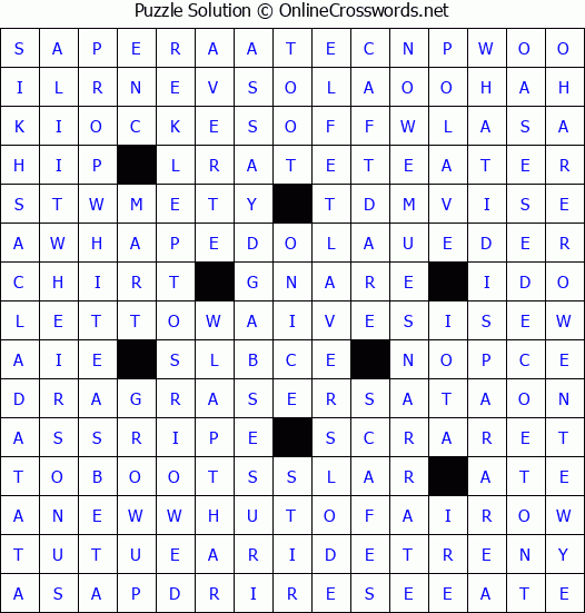 Solution for Crossword Puzzle #4512