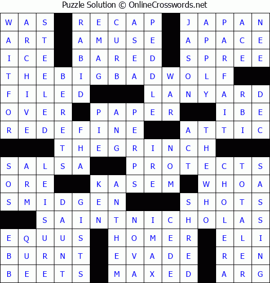 Solution for Crossword Puzzle #4515