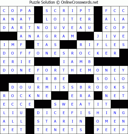 Solution for Crossword Puzzle #4516