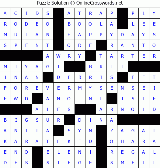 Solution for Crossword Puzzle #4518