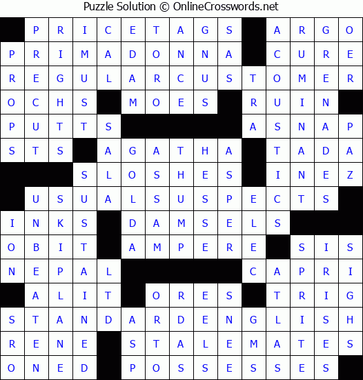 Solution for Crossword Puzzle #4520