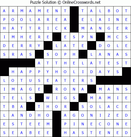 Solution for Crossword Puzzle #4523