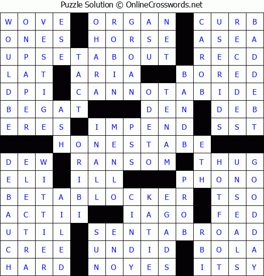 Solution for Crossword Puzzle #4524