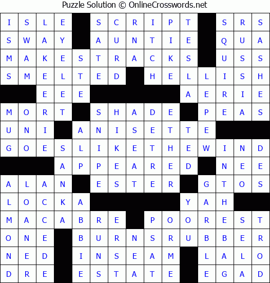 Solution for Crossword Puzzle #4531