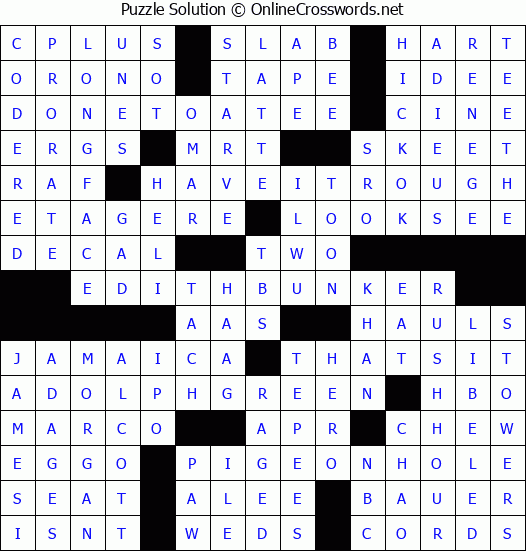 Solution for Crossword Puzzle #4533
