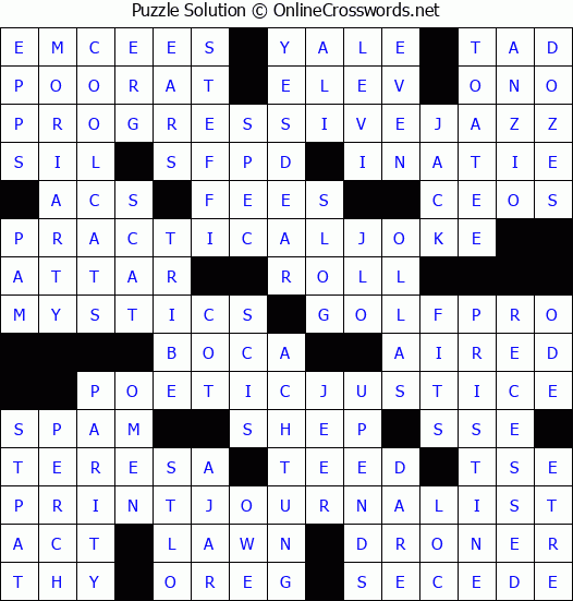 Solution for Crossword Puzzle #4534