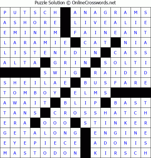 Solution for Crossword Puzzle #4535