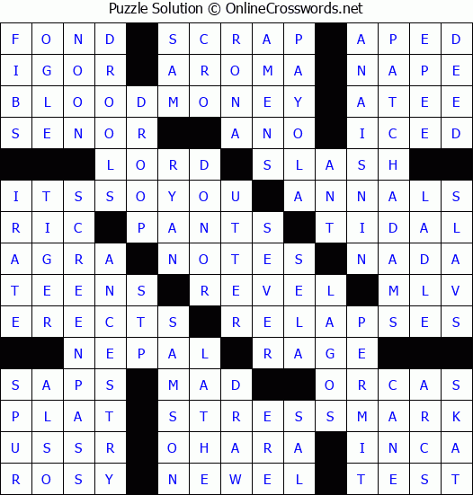 Solution for Crossword Puzzle #4536