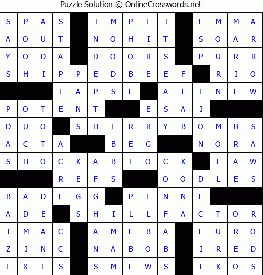 Solution for Crossword Puzzle #4537