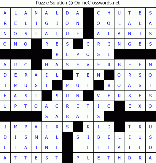 Solution for Crossword Puzzle #4540