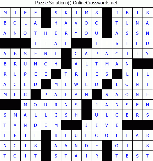 Solution for Crossword Puzzle #4543