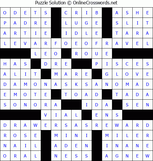 Solution for Crossword Puzzle #4544