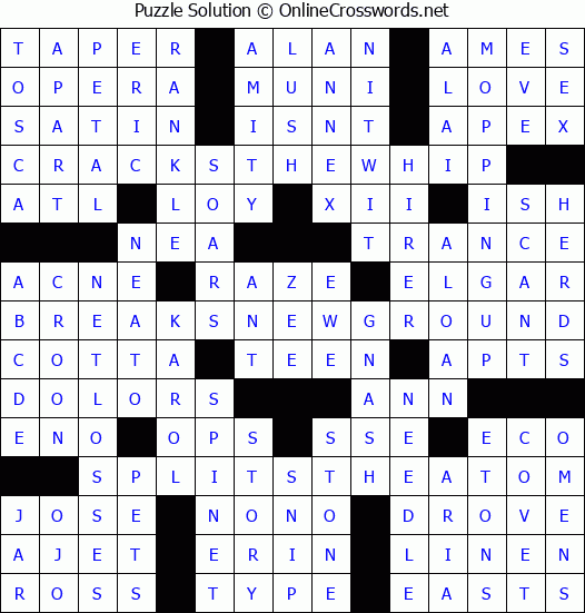 Solution for Crossword Puzzle #4548