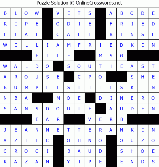 Solution for Crossword Puzzle #4577