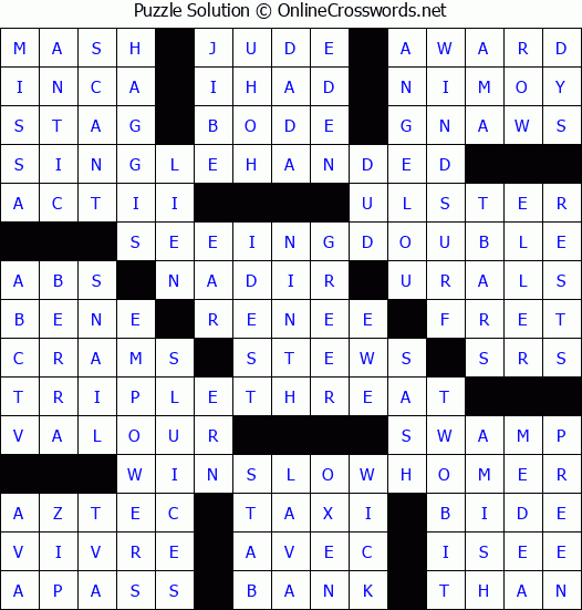 Solution for Crossword Puzzle #4579