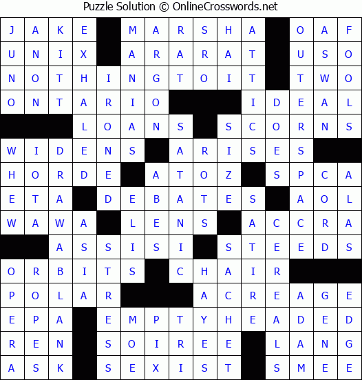Solution for Crossword Puzzle #4580