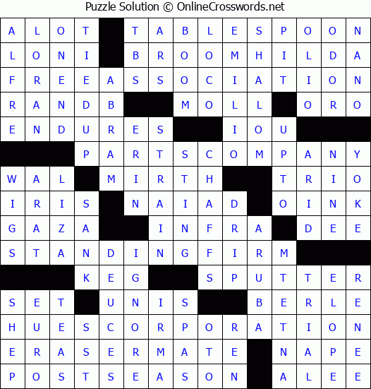 Solution for Crossword Puzzle #4582
