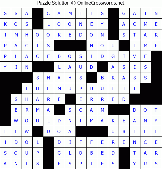 Solution for Crossword Puzzle #4583