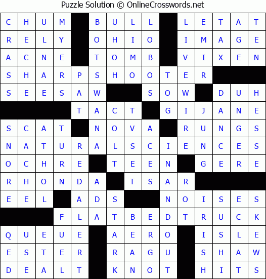 Solution for Crossword Puzzle #4586
