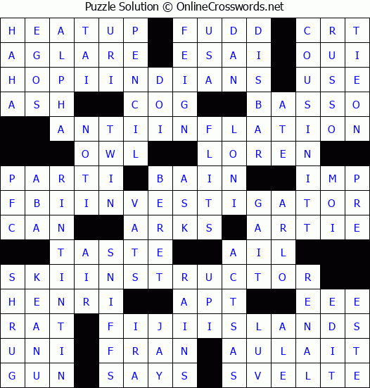 Solution for Crossword Puzzle #4587