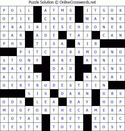 Solution for Crossword Puzzle #4588