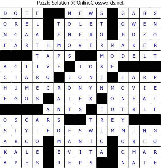 Solution for Crossword Puzzle #4595