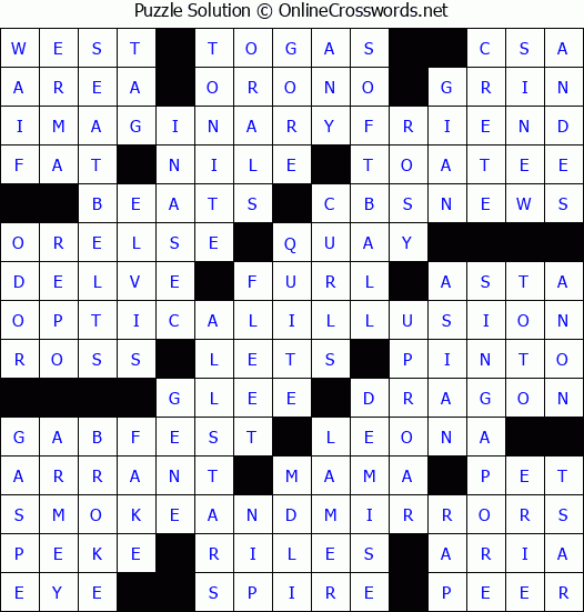 Solution for Crossword Puzzle #4596