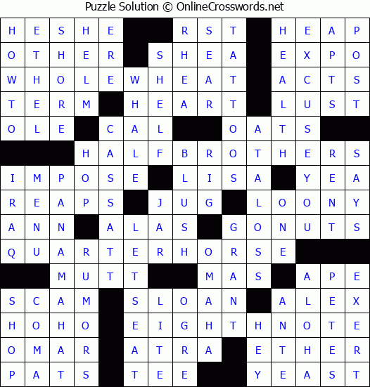 Solution for Crossword Puzzle #4598