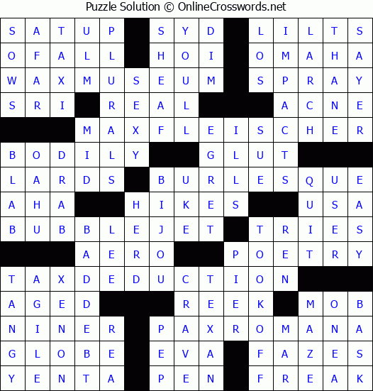 Solution for Crossword Puzzle #4599