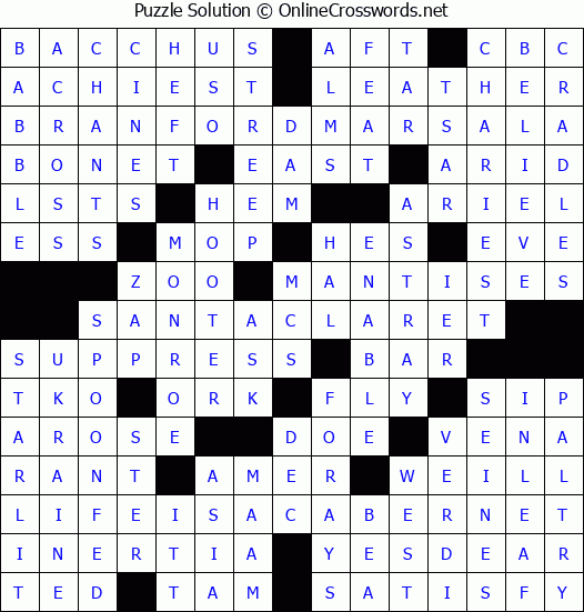 Solution for Crossword Puzzle #4601