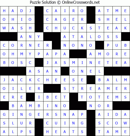 Solution for Crossword Puzzle #4603