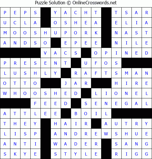 Solution for Crossword Puzzle #4604