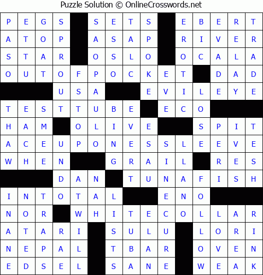 Solution for Crossword Puzzle #4605