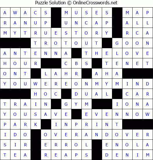 Solution for Crossword Puzzle #4606