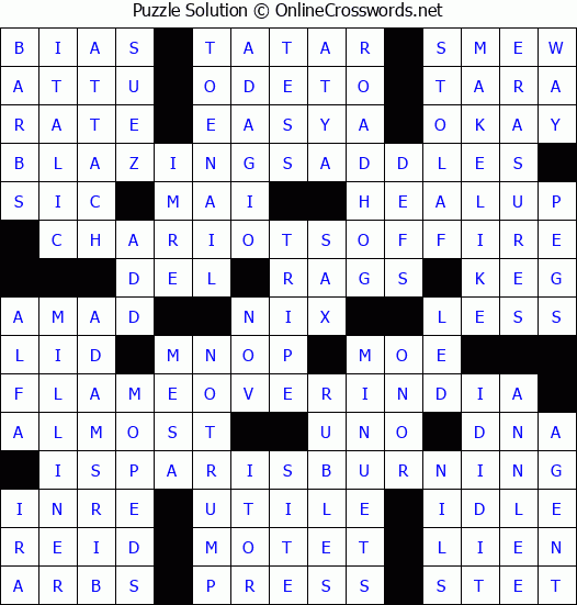 Solution for Crossword Puzzle #4607