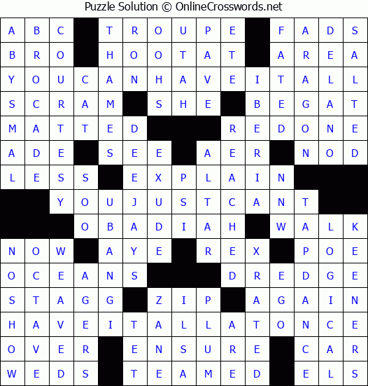 Solution for Crossword Puzzle #4609